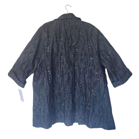 New $500 Caroline Rose Jacquard Jacket Women Size 3X Black Charcoal Open Front - Picture 2 of 8